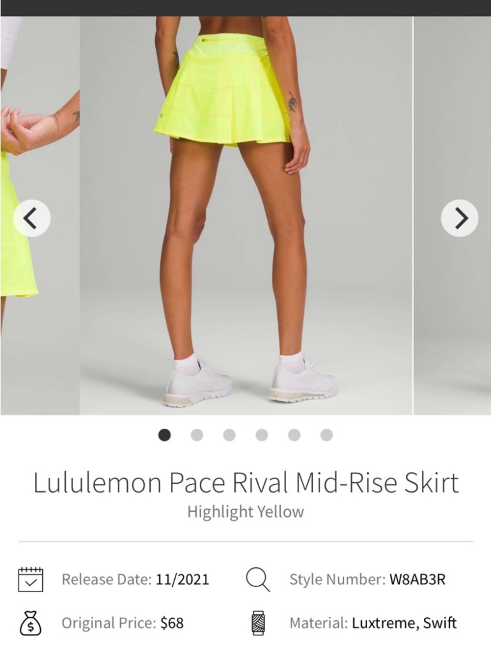 lululemon athletica pace rival mid-rise skirt in Highlight Yellow